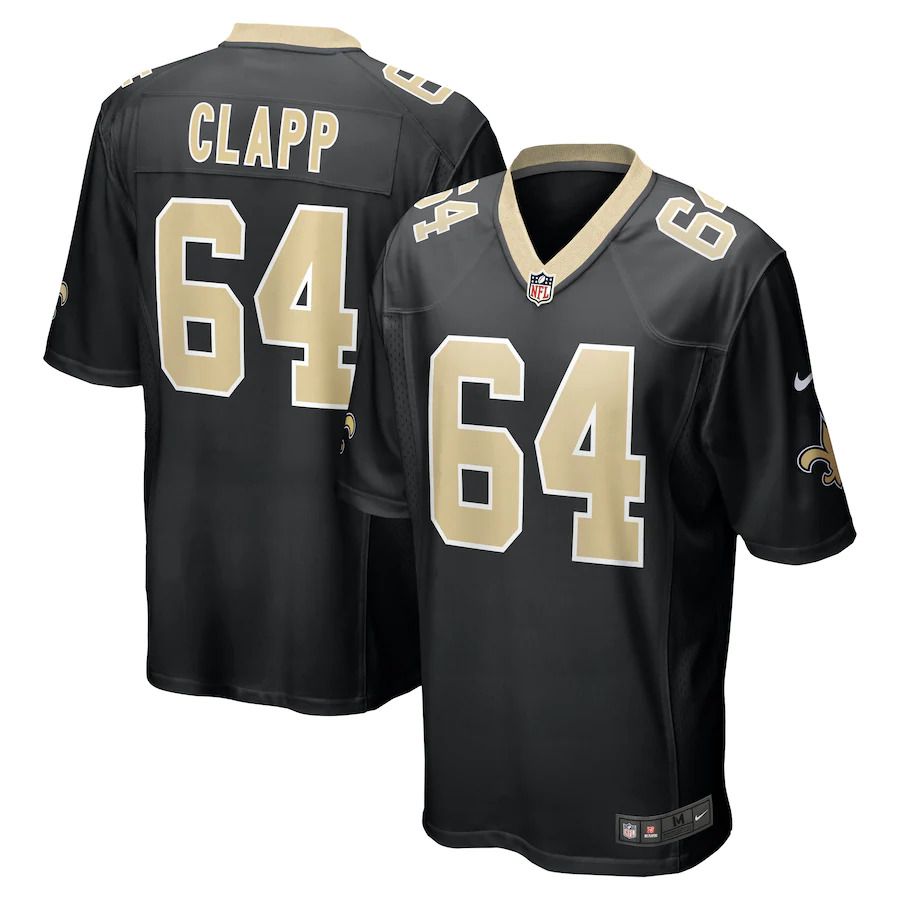Men New Orleans Saints #64 Will Clapp Nike Black Game NFL Jersey